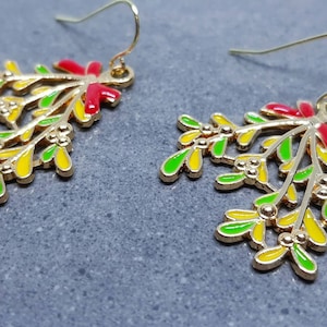Mistletoe Earrings, Hypoallergenic Ear Wires, Sterling Silver Ear Wires, Christmas Earrings, Festive Earrings