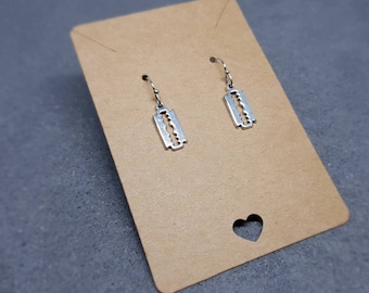 Razor Blade Earrings, Hypoallergenic Ear Wires