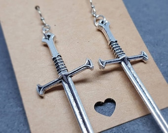 Dagger Earrings, Hypoallergenic Ear Wires, Sword Earrings, Cosplay Jewellery, Gothic Jewellery, Come as a Pair