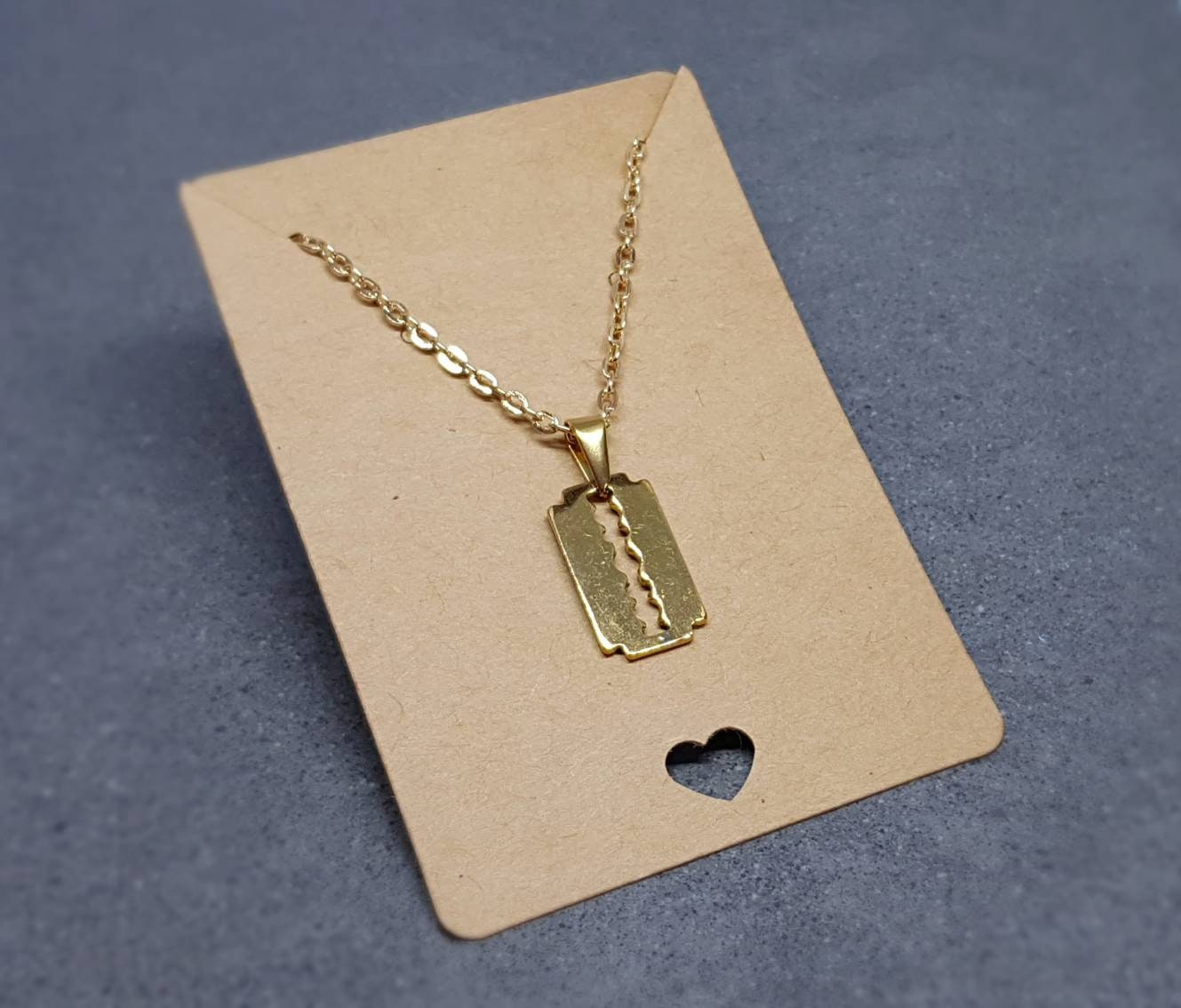 Razor blade pendant gold sale