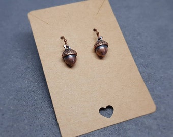 Large Acorn Earrings, Hypoallergenic Ear Wires, Fall Earrings, Copper Earrings, Autumn Earrings