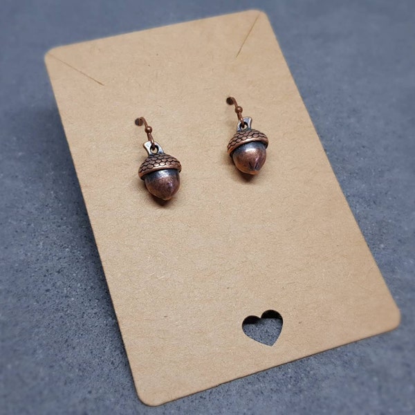 Large Acorn Earrings, Hypoallergenic Ear Wires, Fall Earrings, Copper Earrings, Autumn Earrings