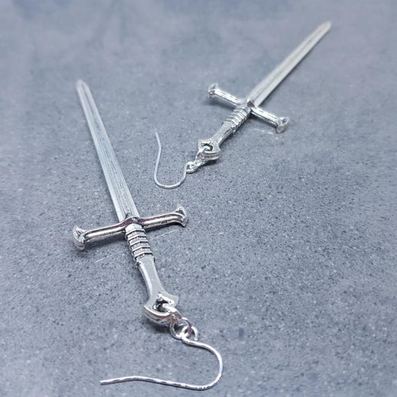 Dagger Earrings, Hypoallergenic Ear Wires, Long Sword Earrings, Gothic Jewellery, UK