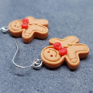 Boucles d'oreilles pour homme en pain d'épice, Crochets d'oreilles hypoallergéniques, Boucles d'oreilles de Noël, Boucles d'oreilles festives