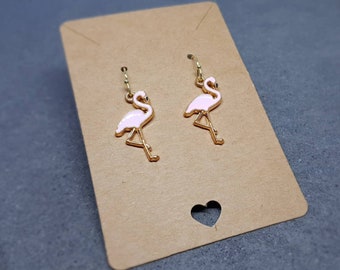 Pink Flamingo Earrings, Hypoallergenic Ear Wires, Pink Earrings