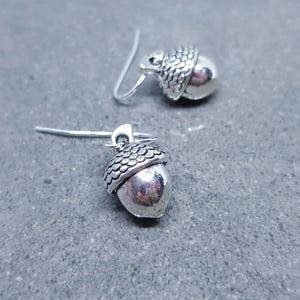 Large Acorn Earrings, Hypoallergenic Ear Wires, Sterling Silver Ear Wires, Fall Earrings, Silver Earrings, Autumn Earrings