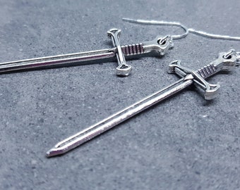 Dagger Earrings, Miniature Sword, Hypoallergenic Ear Wires, Sword Earrings, Cosplay Jewellery, Gothic Jewellery, Come as a Pair