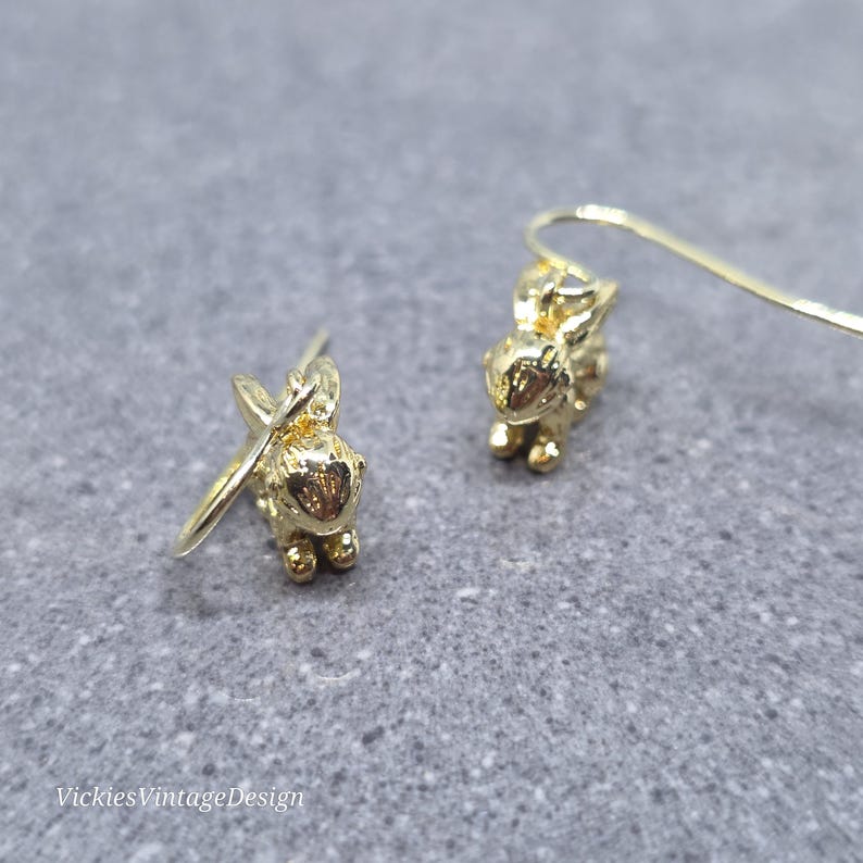 Bronze Rabbit Earring Rabbit Earrings With a Choice of Ear Wires: Real 18K Gold Plated Brass ...