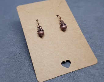 Acorn Earrings, Hypoallergenic Ear Wires, Fall Earrings, Copper Earrings, Autumn Earrings