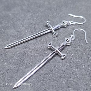 Dagger Earrings, Miniature Sword, Hypoallergenic Ear Wires, Sword Earrings, Cosplay Jewellery, Gothic Jewellery, Come as a Pair