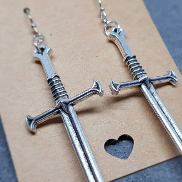 Dagger Earrings, Hypoallergenic Ear Wires, Long Sword Earrings, Gothic Jewellery, UK