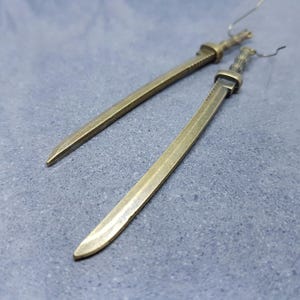 Bronze Sword Earrings, Hypoallergenic Ear Wires, Long Sword Earrings, Gothic Earrings, UK