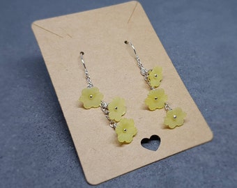 Flower Earrings, Hypoallergenic Ear Wires, Yellow Earrings, Boho Jewelry, Simple Vintage Earrings