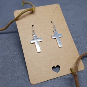 Silver Cross Earrings, Hypoallergenic Ear Wires, Cross Earrings, Cross Jewelry, Gothic Jewellery