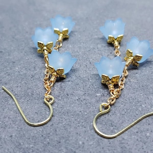 Flower Earrings, Hypoallergenic Ear Wires, Light Blue Earrings, Boho Jewelry, Simple Vintage Earrings