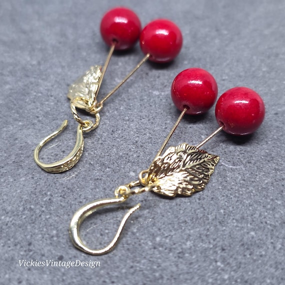 Glass Cherry Earrings, Berry Earrings, Hypoallergenic Ear Wires, Glass Jewelry, Fruit Earrings