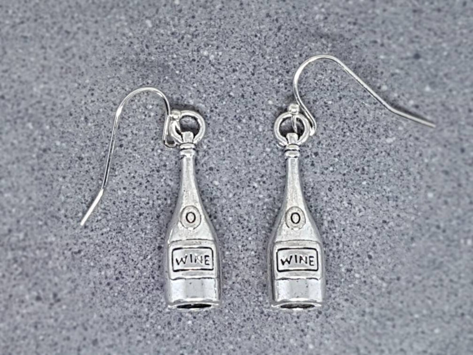 Wine Bottle Earrings Hypoallergenic Ear Wires Silver Wine Etsy UK