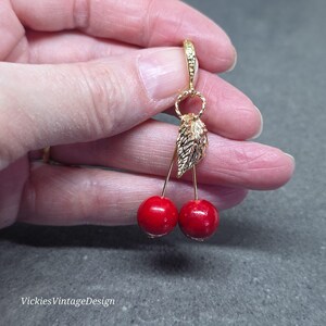 Glass Cherry Earrings, Berry Earrings, Hypoallergenic Ear Wires, Glass Jewelry, Fruit Earrings image 4