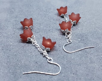 Pendientes de flores, ganchos hipoalergénicos, joyería bohemia, pendientes marrones, pendientes vintage, pendientes de otoño