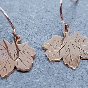 Leaf Earrings, Hypoallergenic Ear Wires, Rose Gold Leaf Earrings, Rose Gold Stainless Steel Earrings, Stainless Steel Leaf Earrings