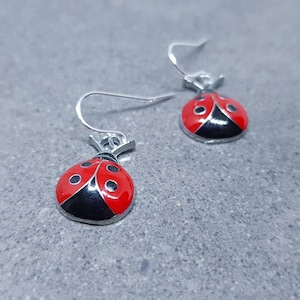Ladybird Earrings, Hypoallergenic Ear Wires, Cute Earrings, Ladybird Gifts, Ladybird Jewellery