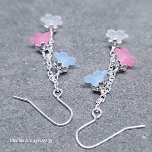 Transgender Earrings, Pride Earrings, Hypoallergenic Ear Wires, Rainbow Jewelry, Flower Earrings