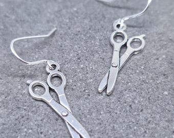 Boucles d'oreilles ciseaux, Crochets d'oreilles hypoallergéniques, Crochets en argent sterling 925, Crochets en métal argenté, Boucles d'oreilles pour égouts, Bijoux de coiffeur