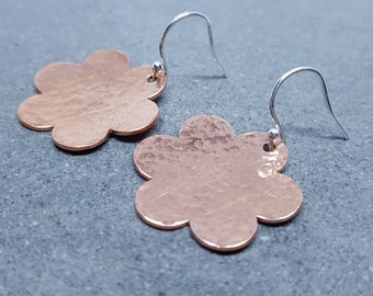 Daisy Earrings, Solid Copper Earrings, Copper Jewellery