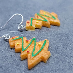 Gingerbread Christmas Tree Earrings, Hypoallergenic Ear Wires,  Christmas Earrings, Novelty Jewelry