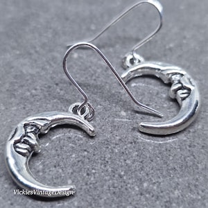 Moon Earrings, Hypoallergenic Ear Wires, Sterling Silver Ear Wires, Crescent Moon Earrings, Celestial Earrings, Moon Jewellery