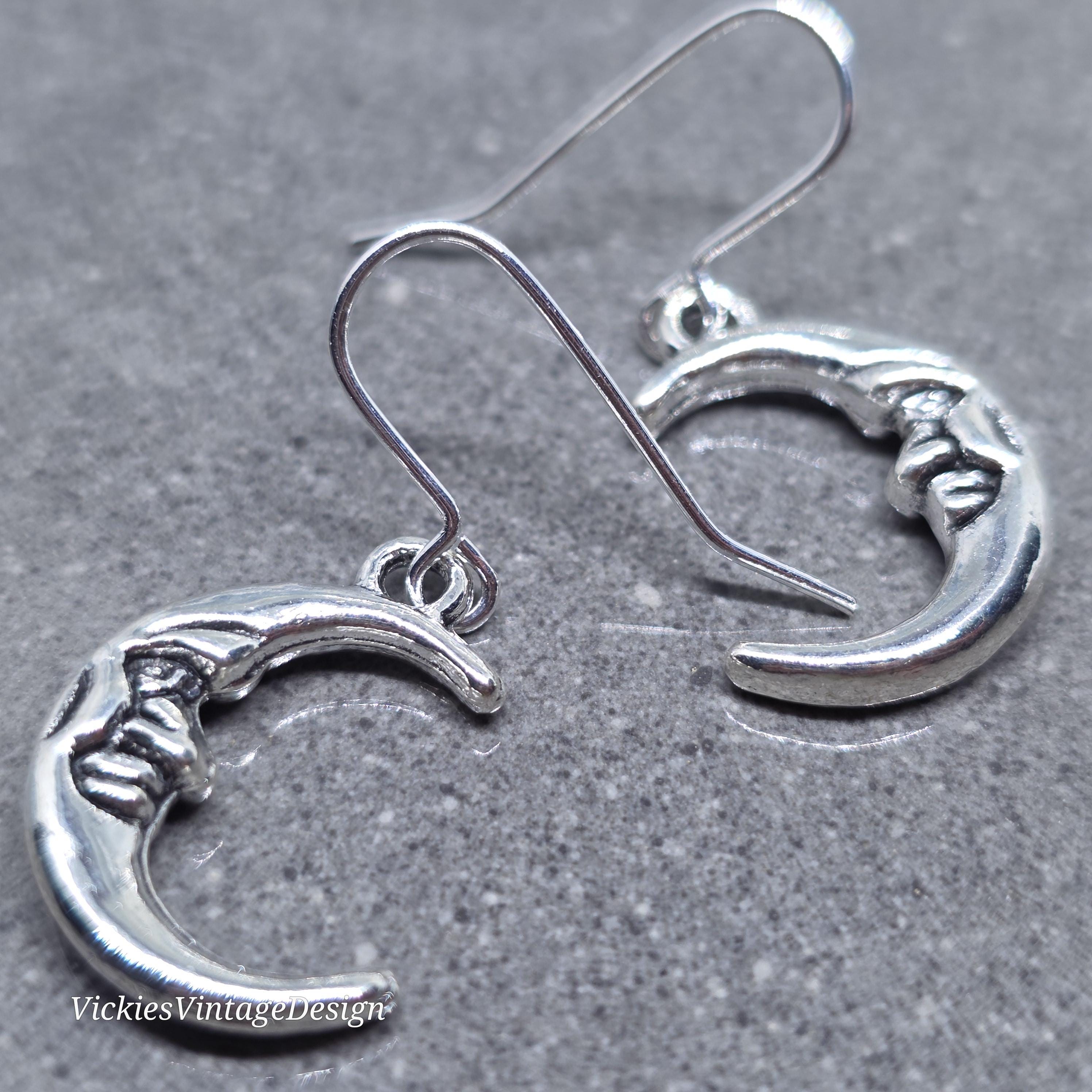 Orecchini A Borchia Luna Crescente In Argento Sterling 925 - Mini Gioiello Elegante