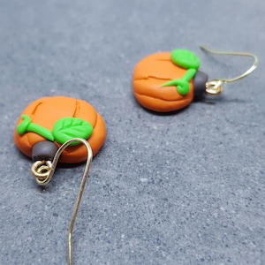 Pumpkin Earrings, Hypoallergenic Ear Wires, Orange Earrings, Polymer Clay Jewelry, Autumn Earrings, Fall Halloween