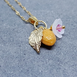 Glass Almond Necklace, Blossom Necklace, Nut Necklace, Czech Glass Jewelry, PRIMERO Crystals®, Special Gifts