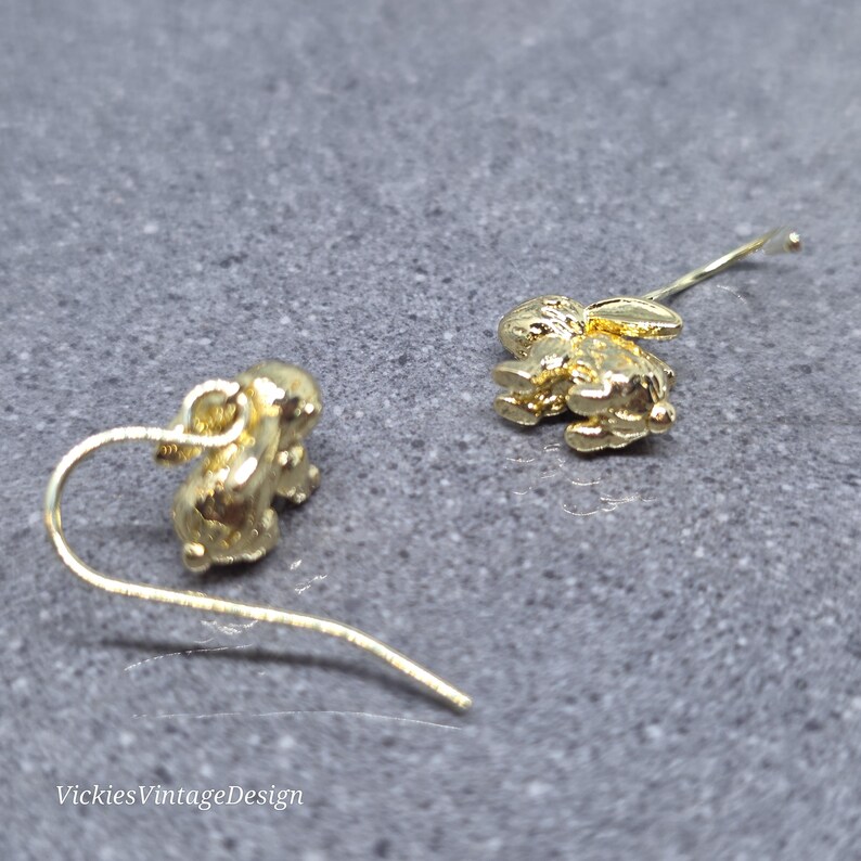 Piercing A Rabbit Rabbit Earrings With a Choice of Ear Wires: Real 18K Gold Plated Brass ...
