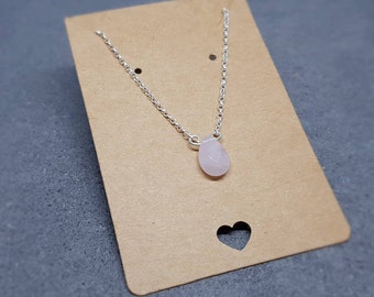 Pink Gemstone Necklace/Choker, Rose Quartz Jewelry, Pink Quartz Love Stone, Silver Plated, 925 Sterling Silver, Rose Quartz Necklace