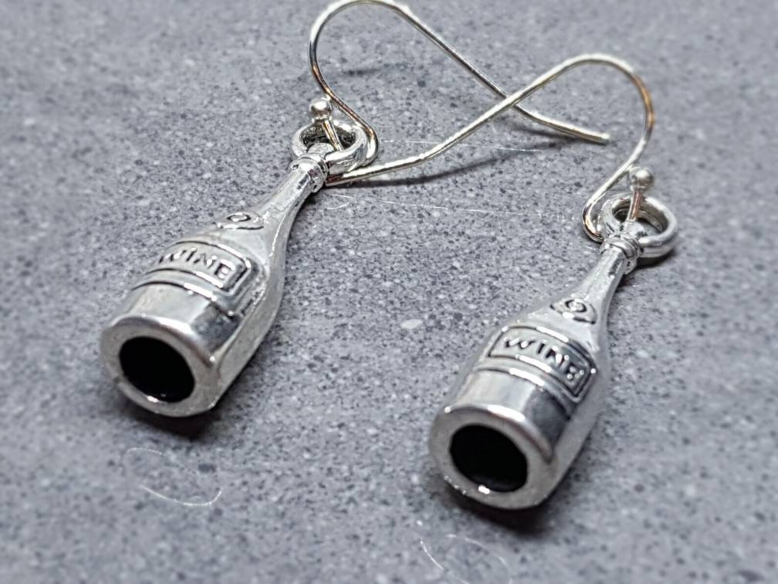 Wine Bottle Earrings Hypoallergenic Ear Wires Silver Wine Etsy UK