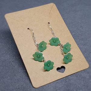Flower Earrings, Hypoallergenic Ear Wires, Emerald Green Earrings, Boho Jewelry, Simple Vintage Earrings