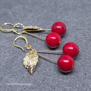 Glass Cherry Earrings, Berry Earrings, Hypoallergenic Ear Wires, Glass Jewelry, Fruit Earrings image 5