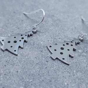 Christmas Tree Earrings, Christmas Earrings, Festive Earrings, Silver Christmas Tree