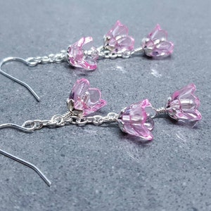 Flower Earrings, Hypoallergenic Ear Wires, pink Earrings, Boho Jewelry, Simple Vintage Earrings