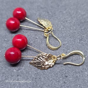 Glass Cherry Earrings, Berry Earrings, Hypoallergenic Ear Wires, Glass Jewelry, Fruit Earrings image 8
