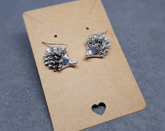 Hedgehog Earrings, Hypoallergenic Ear Wires, 925 Sterling Silver Hooks, Silver Plated Hooks, Novelty Earrings