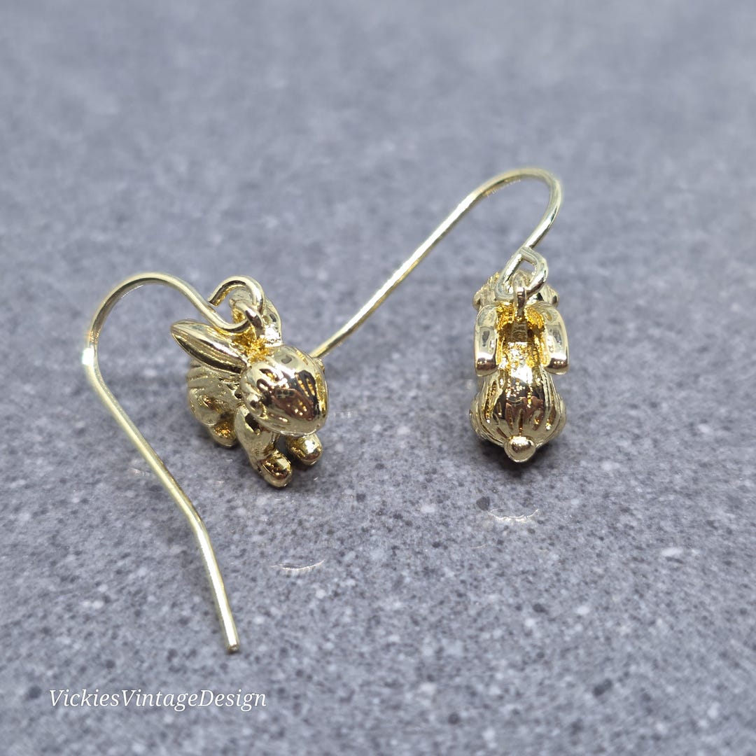 Rabbit Earring Rabbit Earrings With a Choice of Ear Wires: Real 18K Gold Plated Brass ...