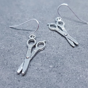Scissors Earrings, Hypoallergenic Ear Wires, 925 Sterling Silver Hooks, Silver Plated Hooks, Sewers Earrings, Hairdressers Jewellery