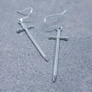 Sword Earrings, Miniature Sword, Choice of Ear Wires, Stainless Steel, Cosplay Jewellery, Gothic, Come as a Pair