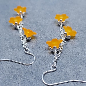 Flower Earrings, Hypoallergenic Ear Wires, Orange Earrings, Boho Jewelry, Simple Vintage Earrings