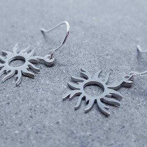 Sun Earrings, Hypoallergenic Ear Wires, Celestial Earrings, Silver Earrings, Stainless Steel Sun Earrings