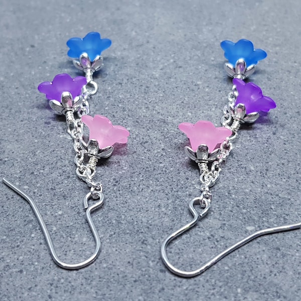 Biseksuele bloemenoorbellen, hypoallergene oorbellen, regenboogsieraden, bloemenoorbellen