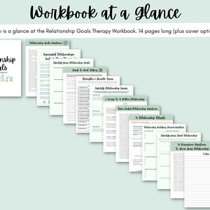 May include: A workbook titled "Relationship Goals" with 14 pages of worksheets and exercises to help improve relationships. The workbook includes sections on identifying relationship goals, strengths and growth areas, identifying relationship issues, hours to a better relationship, open ended relationship questions, relationship rituals, relationship building shared goals, identifying your ideal relationship, and discussion questions to improve your relationship.