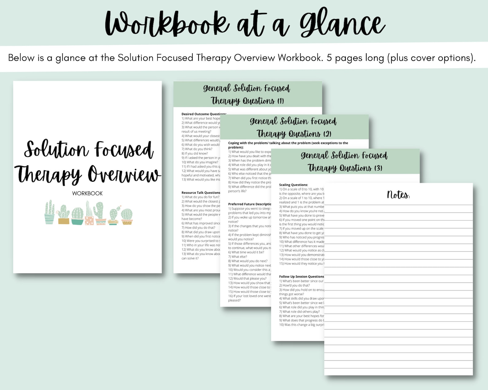 Solution Focused Therapy Overview Workbook: Brief Therapy, Therapy ...